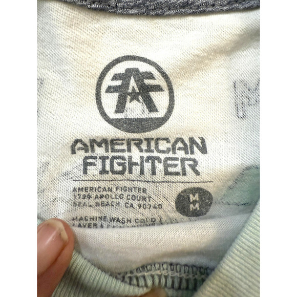 American Fighter Shirt Mens Medium White Raglan Athletic Y2K Streetwear Fader - Picture 4 of 9